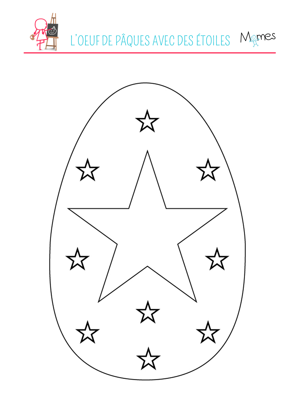Coloriage de l Å“uf de P¢ques avec des étoiles