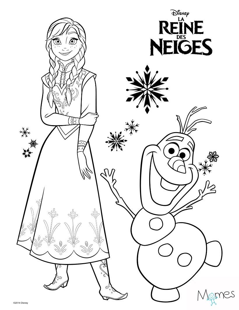 Coloriage Reine des Neiges : Anna et Olaf - Momes.net